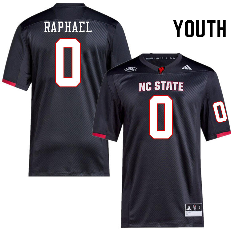 Youth #0 Kendrick Raphael NC State Wolfpack College Football Jerseys Stitched-Black